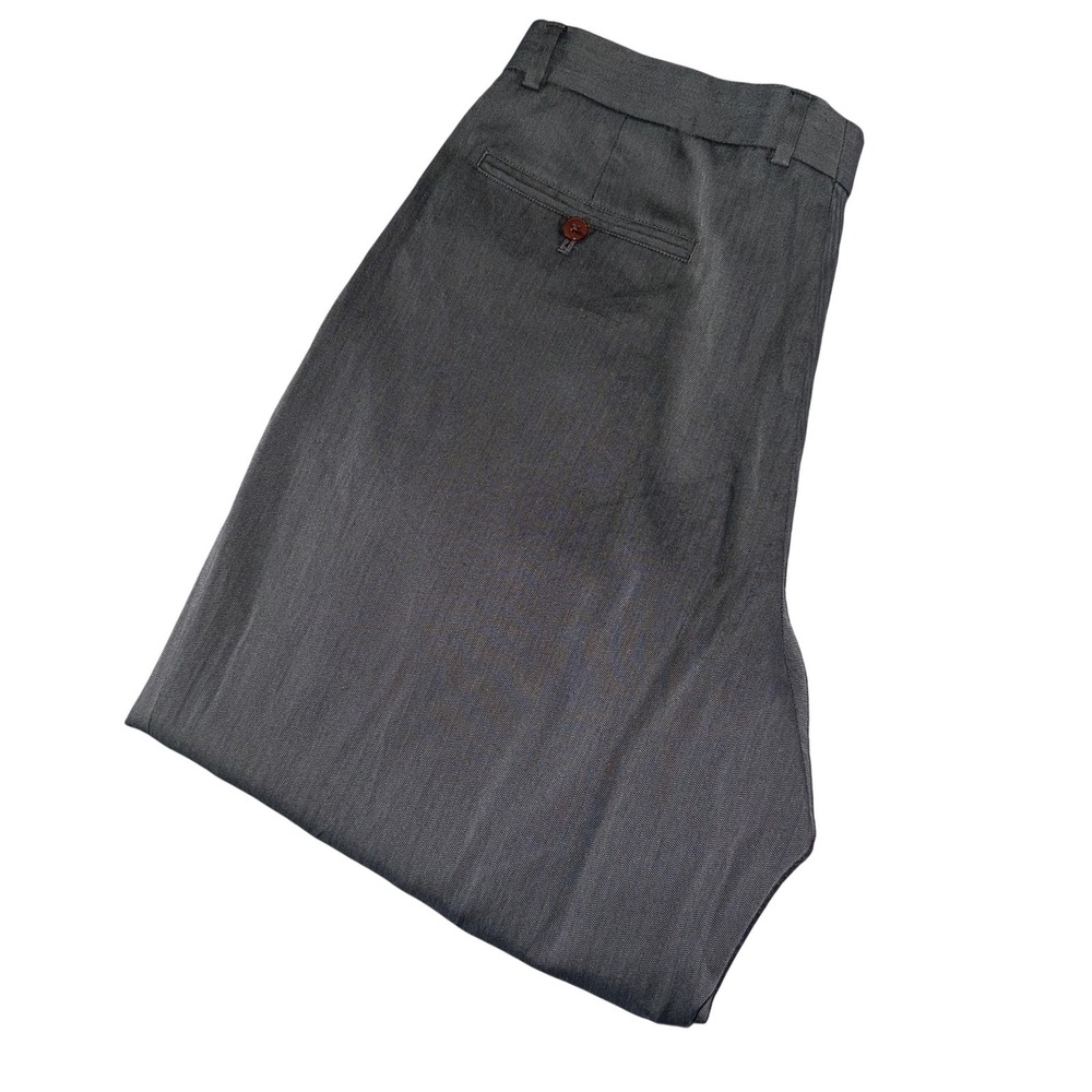 Claiborne Pants Mens 36x32 Gray Herringbone Dress Pleated Stretch Trousers